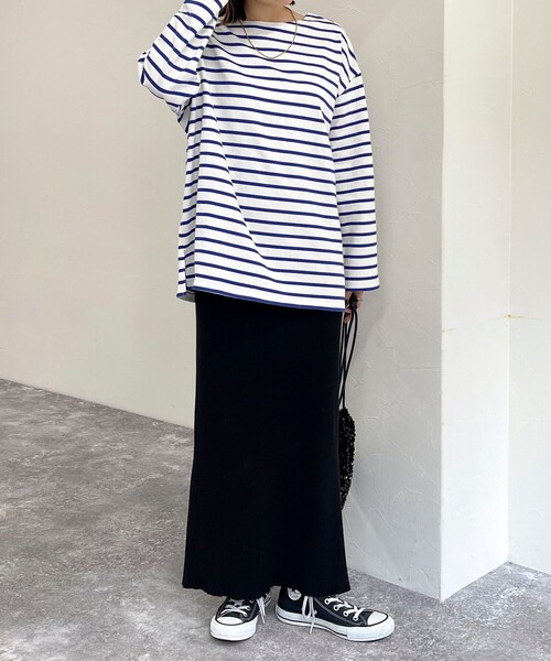 fredy emue(フレディエミュ)の「ボーダースナップテープBIG ロンTシャツ(Tシャツ/カットソー・レディース・ピンク系その他/ホワイト系その他/ブラック系その他/ホワイト系その他2・38)」の7枚目の写真
