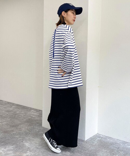 fredy emue(フレディエミュ)の「ボーダースナップテープBIG ロンTシャツ(Tシャツ/カットソー・レディース・ピンク系その他/ホワイト系その他/ブラック系その他/ホワイト系その他2・38)」の8枚目の写真