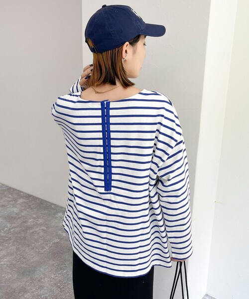 fredy emue(フレディエミュ)の「ボーダースナップテープBIG ロンTシャツ(Tシャツ/カットソー・レディース・ピンク系その他/ホワイト系その他/ブラック系その他/ホワイト系その他2・38)」の15枚目の写真