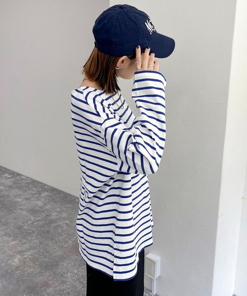 fredy emue(フレディエミュ)の「ボーダースナップテープBIG ロンTシャツ(Tシャツ/カットソー・レディース・ピンク系その他/ホワイト系その他/ブラック系その他/ホワイト系その他2・38)」の16枚目の写真
