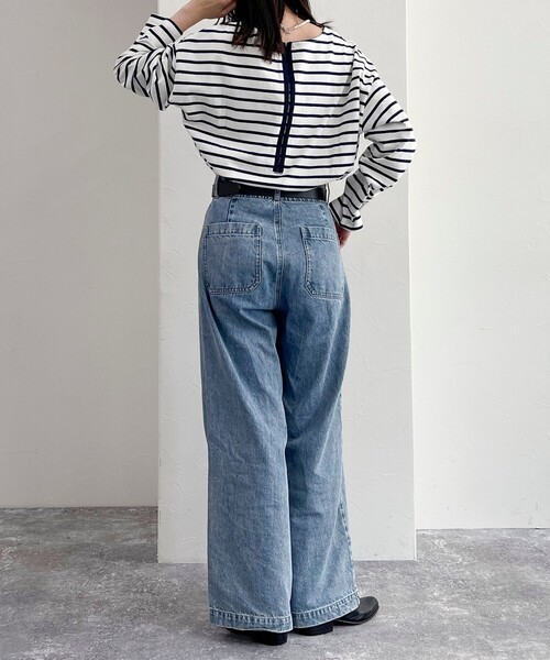 fredy emue(フレディエミュ)の「ボーダースナップテープBIG ロンTシャツ(Tシャツ/カットソー・レディース・ピンク系その他/ホワイト系その他/ブラック系その他/ホワイト系その他2・38)」の22枚目の写真