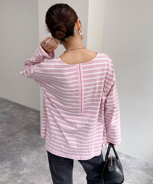 セール】ボーダースナップテープBIG ロンTシャツ（Tシャツ/カットソー