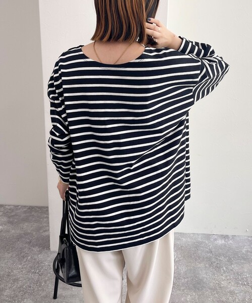 セール】ボーダースナップテープBIG ロンTシャツ（Tシャツ/カットソー