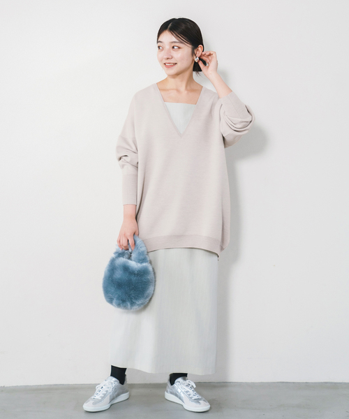 IENA スーパーファインスムースVネックプルオーバー￼ IENA スーパーファインスムース Vネックプルオーバー