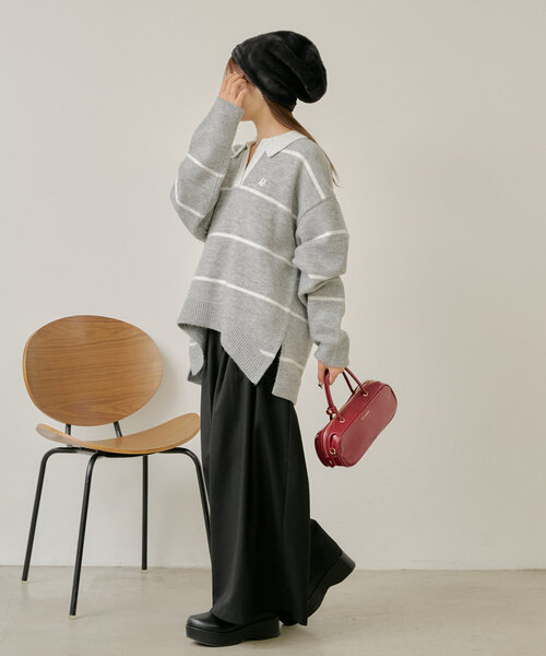 RAY CASSIN（レイカズン）の「ベルト付きワイドタックスラックスパンツ（その他パンツ・レディース・グレー系その他2/ベージュ/ブラック・FREE）」の10枚目の写真