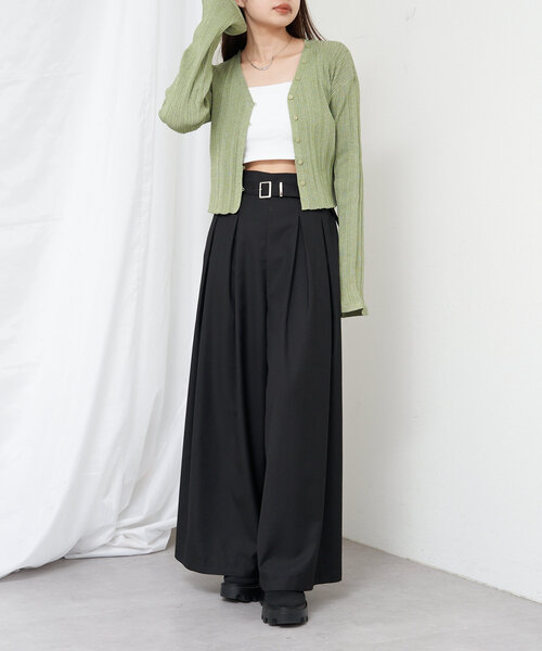 RAY CASSIN（レイカズン）の「ベルト付きワイドタックスラックスパンツ（その他パンツ・レディース・グレー系その他2/ベージュ/ブラック・FREE）」の11枚目の写真