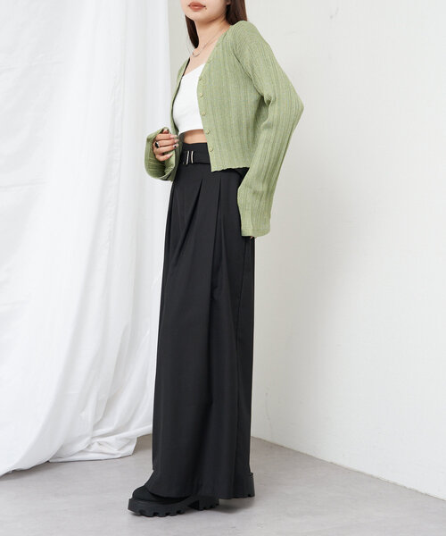 RAY CASSIN（レイカズン）の「ベルト付きワイドタックスラックスパンツ（その他パンツ・レディース・グレー系その他2/ベージュ/ブラック・FREE）」の12枚目の写真