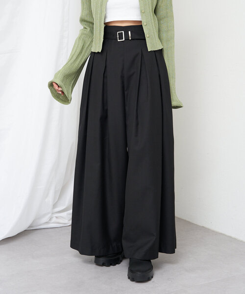 RAY CASSIN（レイカズン）の「ベルト付きワイドタックスラックスパンツ（その他パンツ・レディース・グレー系その他2/ベージュ/ブラック・FREE）」の14枚目の写真