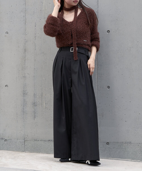 RAY CASSIN（レイカズン）の「ベルト付きワイドタックスラックスパンツ（その他パンツ・レディース・グレー系その他2/ベージュ/ブラック・FREE）」の21枚目の写真