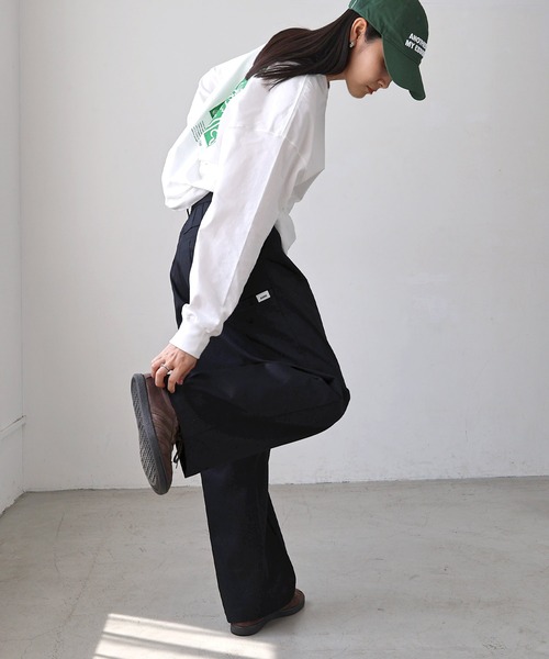 セール】TCツイルセンタープレスストレートワイドパンツ（チノパンツ