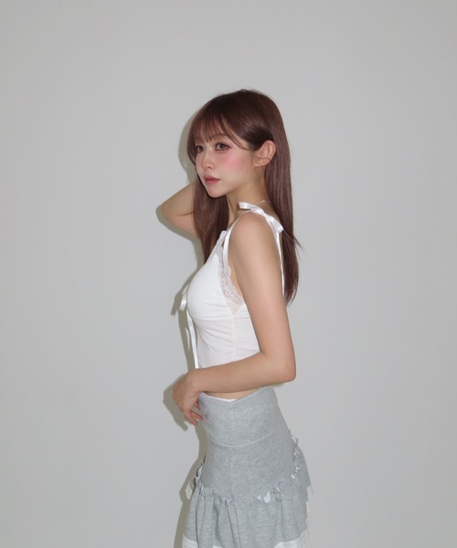 MAINLYTRULY（メインリィトゥルリィ）の「パット付き リボン キャミソール（キャミソール・レディース・ホワイト系・FREE）」の9枚目の写真