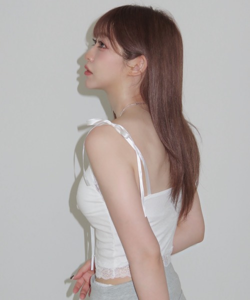 MAINLYTRULY（メインリィトゥルリィ）の「パット付き リボン キャミソール（キャミソール・レディース・ホワイト系・FREE）」の7枚目の写真