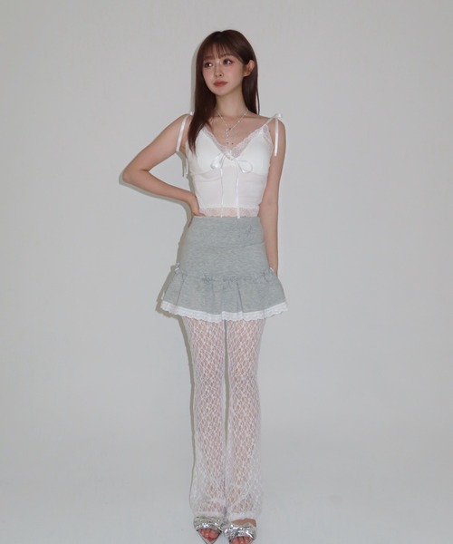 MAINLYTRULY（メインリィトゥルリィ）の「パット付き リボン キャミソール（キャミソール・レディース・ホワイト系・FREE）」の4枚目の写真