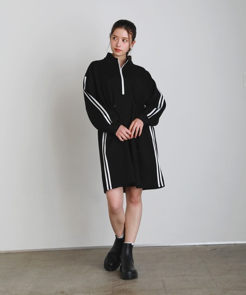 薄紫 ハーフジップ ワンピース 楽天市場】【25%OFFクーポン☆】ハーフジップトラックワンピース