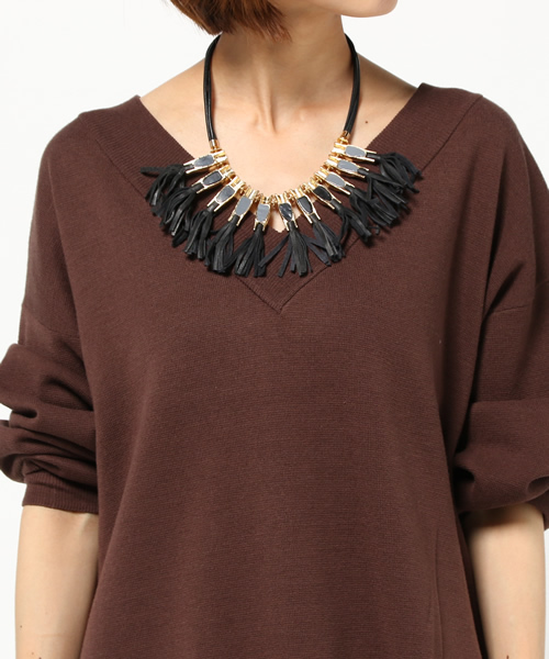 ROSE BUD（ローズバッド）の「(METAL MA MODE)MMN-45715 NECKLACE[フリンジ]（ネックレス・レディース・ブラック系その他・ONE SIZE）」の4枚目の写真