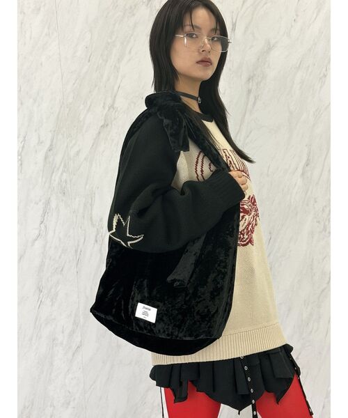 jouetie(ジュエティ)の「ベロアリボントートBag(トートバッグ・レディース・アイボリー/ブラック/パープル/ピンク・FREE)」の9枚目の写真