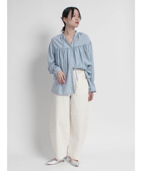 sm2rhythm（サマンサモスモスリズム）の「キャンディースリーブギャザーブラウス（シャツ/ブラウス・レディース・オフホワイト/サックスブルー/ブラック・F）」の9枚目の写真