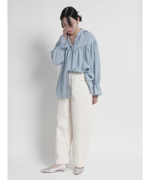 sm2rhythm（サマンサモスモスリズム）の「キャンディースリーブギャザーブラウス（シャツ/ブラウス・レディース・オフホワイト/サックスブルー/ブラック・F）」の14枚目の写真