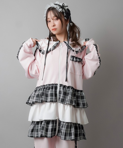DARRDY/ダーディー　ビッグフリルジャージトップス ピンク DARRDY（ダーディー）の「【DARRDY/ダーディー】ビッグフリル