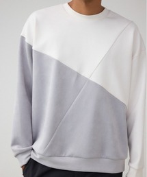 フェイクスウェードパネル切替トップス