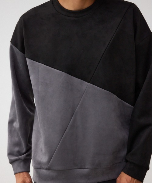 AZUL by moussy（アズールバイマウジー）の「フェイクスウェードパネル切替トップス（スウェット・メンズ・ホワイト系その他/レッド系その他/ブラック系その他・FREE）」の2枚目の写真