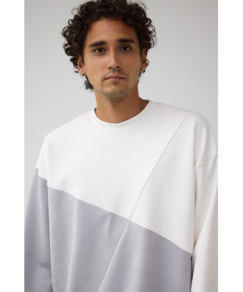 AZUL by moussy（アズールバイマウジー）の「フェイクスウェードパネル切替トップス（スウェット・メンズ・ホワイト系その他/レッド系その他/ブラック系その他・FREE）」の4枚目の写真