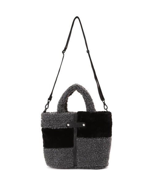 AVIREX（アヴィレックス）の「《直営店限定》BOA×FUR MINI TOTE BAG/ボア×ファー ミニトートバッグ（トートバッグ・レディース・オリーブ系1/アイボリー/ブラック・F）」の4枚目の写真