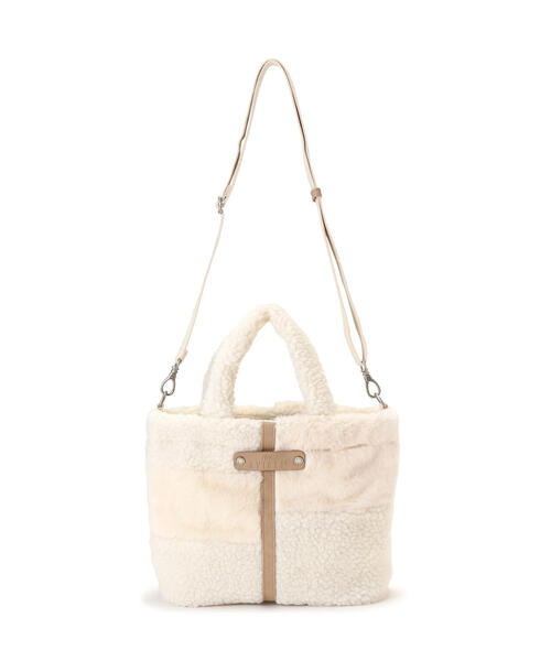 AVIREX（アヴィレックス）の「《直営店限定》BOA×FUR MINI TOTE BAG/ボア×ファー ミニトートバッグ（トートバッグ・レディース・オリーブ系1/アイボリー/ブラック・F）」の7枚目の写真