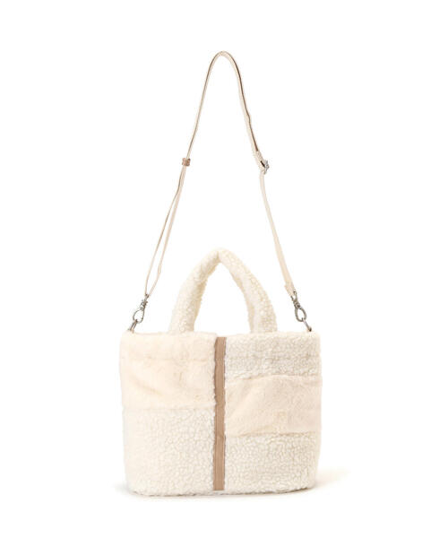 AVIREX（アヴィレックス）の「《直営店限定》BOA×FUR MINI TOTE BAG/ボア×ファー ミニトートバッグ（トートバッグ・レディース・オリーブ系1/アイボリー/ブラック・F）」の9枚目の写真