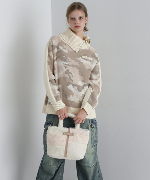 AVIREX（アヴィレックス）の「《直営店限定》BOA×FUR MINI TOTE BAG/ボア×ファー ミニトートバッグ（トートバッグ・レディース・オリーブ系1/アイボリー/ブラック・F）」の18枚目の写真