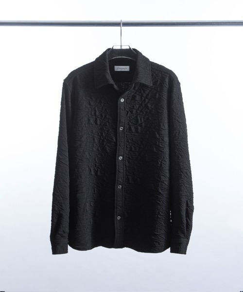ZIP FIVE -White Line-（ジップファイブホワイトライン）の「【White Line】 カット ジャガード シャツ（シャツ/ブラウス・メンズ・ブラック/グレイッシュベージュ/ブラウン・SMALL/MEDIUM/LARGE）」の6枚目の写真