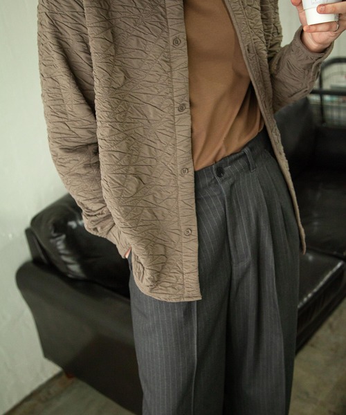 ZIP FIVE -White Line-（ジップファイブホワイトライン）の「【White Line】 カット ジャガード シャツ（シャツ/ブラウス・メンズ・ブラック/グレイッシュベージュ/ブラウン・SMALL/MEDIUM/LARGE）」の20枚目の写真