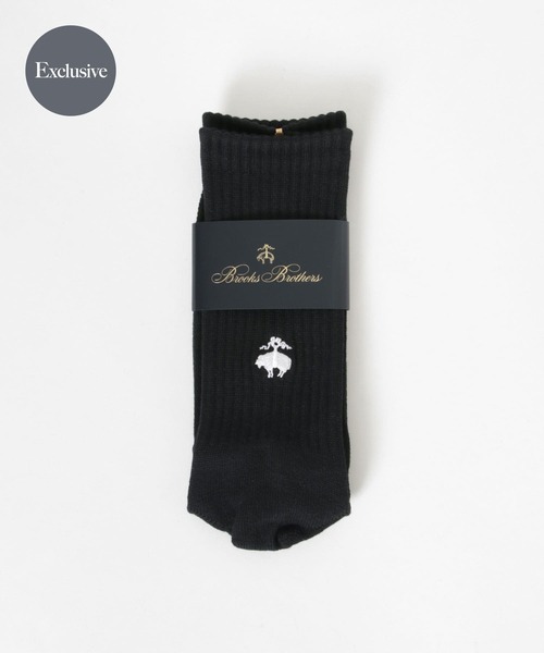 BROOKS BROTHERS（ブルックスブラザーズ）の「『別注』BROOKS BROTHERS×UR　GF BB CREW SOCKS（ソックス/靴下・メンズ・ブラック/ホワイト・FREE）」の2枚目の写真