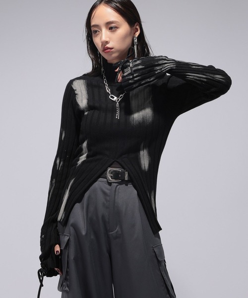 HARE(ハレ)の「【EDGY MODE】ブリーチハイネックリブニット(ニット/セーター・レディース・ブラック・FREE)」の14枚目の写真