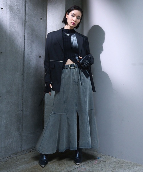 HARE(ハレ)の「【EDGY MODE】ブリーチハイネックリブニット(ニット/セーター・レディース・ブラック・FREE)」の3枚目の写真