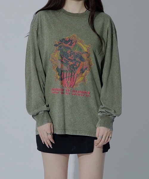 WONDER OF WANDER（ワンダーオブワンダー）の「Graphic L/S TEE D（Tシャツ/カットソー・メンズ・グリーン/ブラック・XL/L/M）」の9枚目の写真