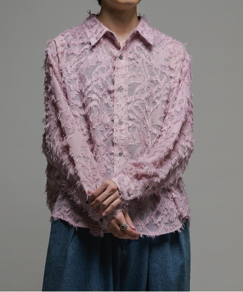 CASPER JOHN(キャスパージョン)の「Various loose shirts-sheer fringe-/バリアスルーズシャツ-シアーフリンジ-(シャツ/ブラウス・メンズ・ブラック/アイボリー/ピンク・LARGE/MEDIUM/SMALL/X-SMALL)」の3枚目の写真