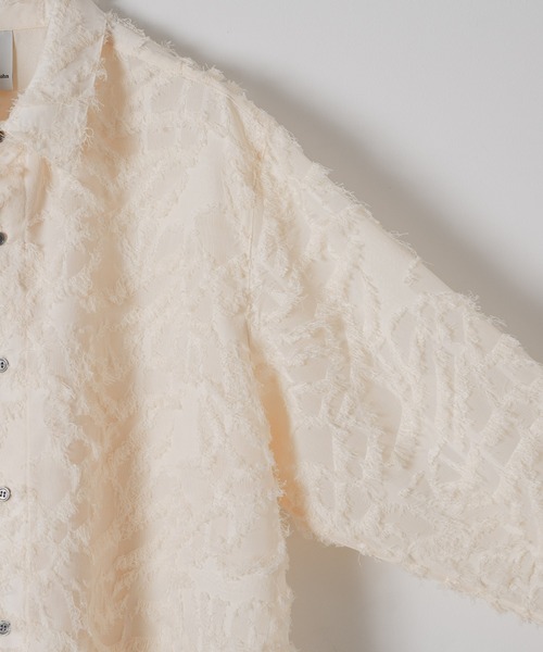 CASPER JOHN(キャスパージョン)の「Various loose shirts-sheer fringe-/バリアスルーズシャツ-シアーフリンジ-(シャツ/ブラウス・メンズ・ブラック/アイボリー/ピンク・LARGE/MEDIUM/SMALL/X-SMALL)」の6枚目の写真