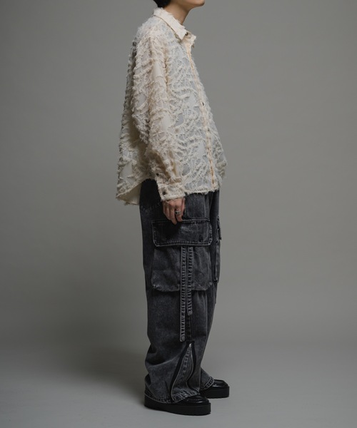 CASPER JOHN(キャスパージョン)の「Various loose shirts-sheer fringe-/バリアスルーズシャツ-シアーフリンジ-(シャツ/ブラウス・メンズ・ブラック/アイボリー/ピンク・LARGE/MEDIUM/SMALL/X-SMALL)」の21枚目の写真