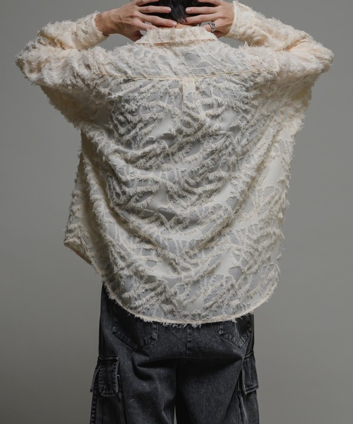 CASPER JOHN(キャスパージョン)の「Various loose shirts-sheer fringe-/バリアスルーズシャツ-シアーフリンジ-(シャツ/ブラウス・メンズ・ブラック/アイボリー/ピンク・LARGE/MEDIUM/SMALL/X-SMALL)」の18枚目の写真