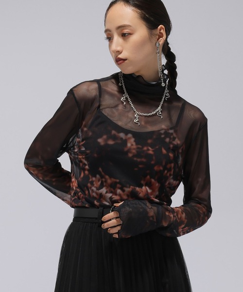 HARE(ハレ)の「blurフラワーガラシアートップス(HARE)(Tシャツ/カットソー・レディース・オレンジ/ブルー・FREE)」の7枚目の写真