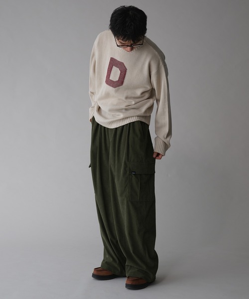Adoon plain（アドーンプレーン）の「コーデュロイワイドカーゴパンツ（カーゴパンツ・メンズ・カーキ/アイボリー・LARGE/MEDIUM）」の3枚目の写真