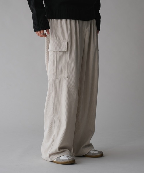 Adoon plain（アドーンプレーン）の「コーデュロイワイドカーゴパンツ（カーゴパンツ・メンズ・カーキ/アイボリー・LARGE/MEDIUM）」の22枚目の写真
