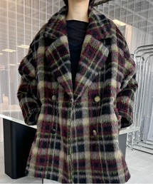 Ameri | ADORABLE SHAGGY CHECK COAT(チェスターコート)