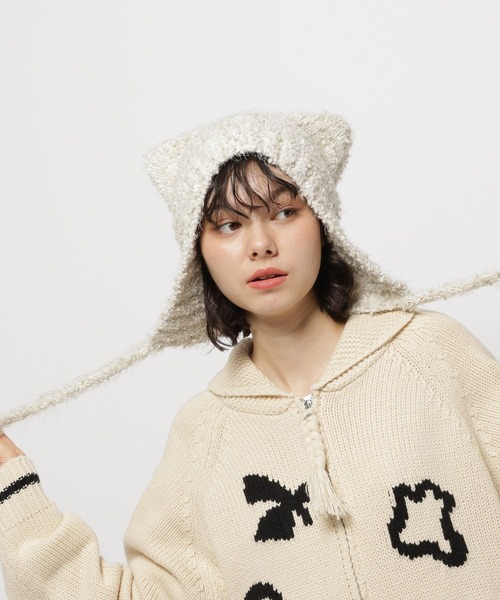 niko and...（ニコアンド）の「オリジナルポコポコ耳付きワッチ（ニットキャップ/ビーニー・レディース・ブラウン/アイボリー・FREE）」の11枚目の写真