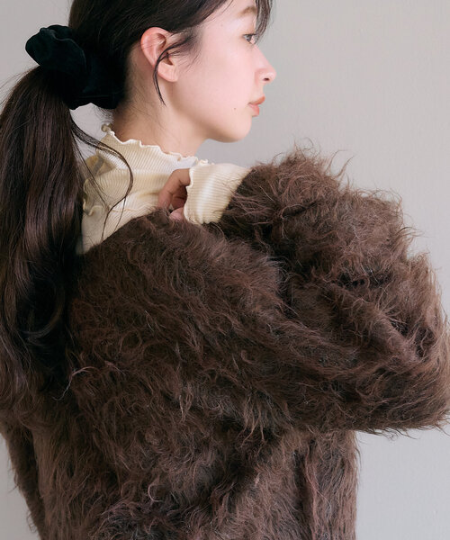 Kastane(カスタネ)の「シャギークロップドカーディガン(カーディガン/ボレロ・レディース・グレー/レモンイエロー/アイボリー/ブラウン・FREE)」の20枚目の写真