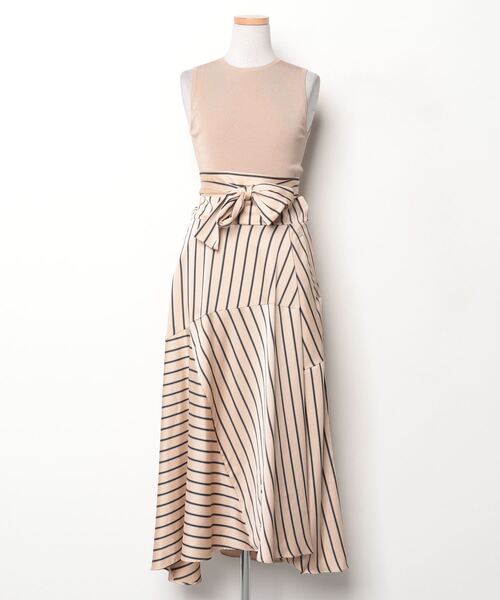 セール/ブランド古着】ストライプ柄ドッキングワンピース（ワンピース  