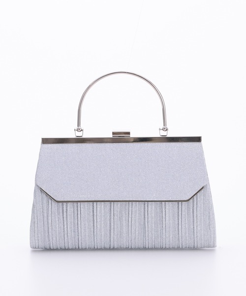haremode（ハレモード）の「ラメプリーツハンドル付きパーティーバッグ（クラッチバッグ・レディース・シルバー/ブラック/ベージュ・FREE）」の3枚目の写真