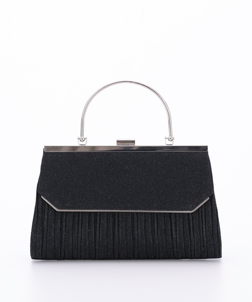 haremode（ハレモード）の「ラメプリーツハンドル付きパーティーバッグ（クラッチバッグ・レディース・シルバー/ブラック/ベージュ・FREE）」の2枚目の写真