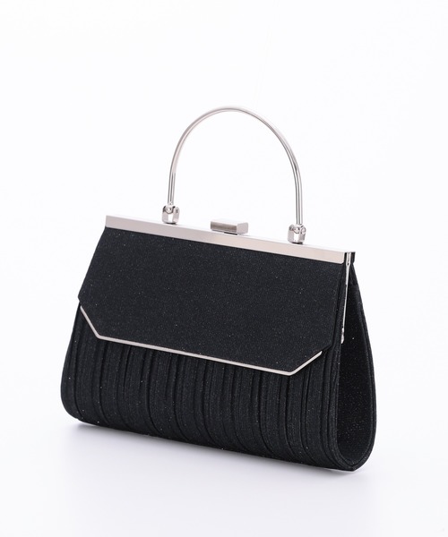 haremode（ハレモード）の「ラメプリーツハンドル付きパーティーバッグ（クラッチバッグ・レディース・シルバー/ブラック/ベージュ・FREE）」の4枚目の写真